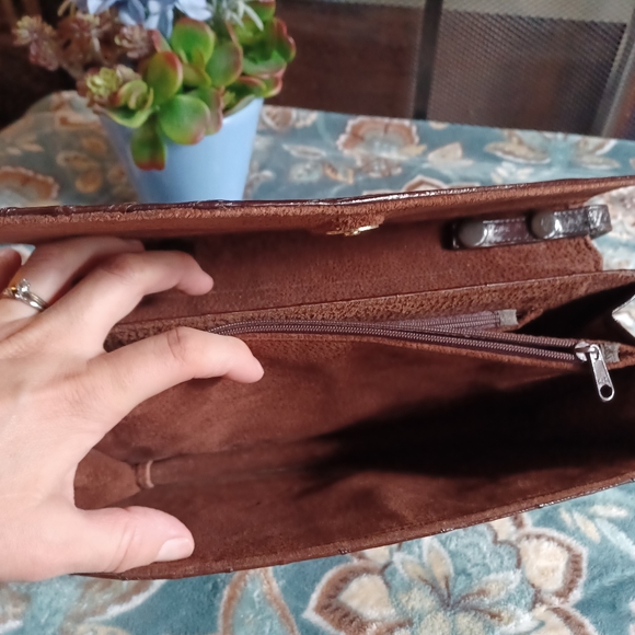 Vintage Genuine EEL Skin Leather Redish/Brown Clutch Purse W/Removable Strap 10" - Picture 11 of 16